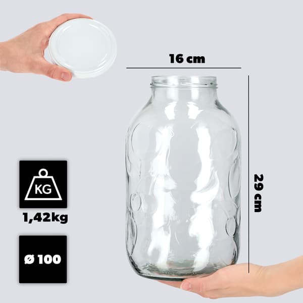 KADAX Glasburk 5L Gurka 5000ml + Kork Fi 100 Mönster