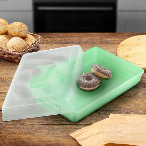 KADAX Rektangulär Plastbehållare för Kakor, Bakverk, Kakask, Stor