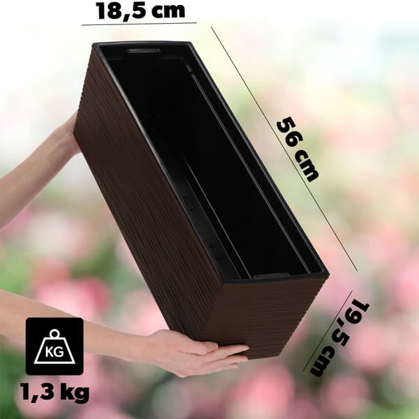 KADAX Urtepotte Balkonkasse med Indsats Blomsterstativ til Balustrade 19x56cm
