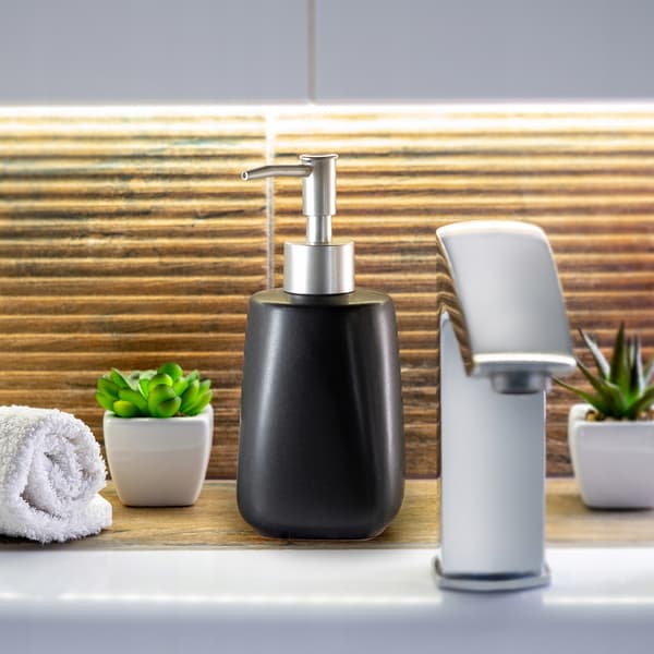 KADAX Dispenser för flytande tvål 400ml svart keramik 2 st
