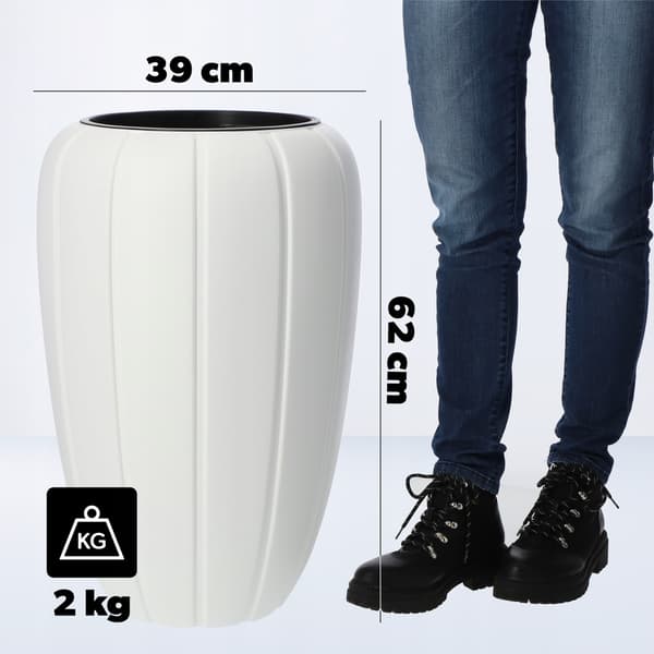KADAX Høj havepotte + Indsats Hvid 60 cm Plastik 3D