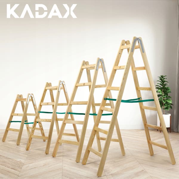 KADAX Træmalestige, 2x5 trin, stabil, dobbeltsidet, 150 kg