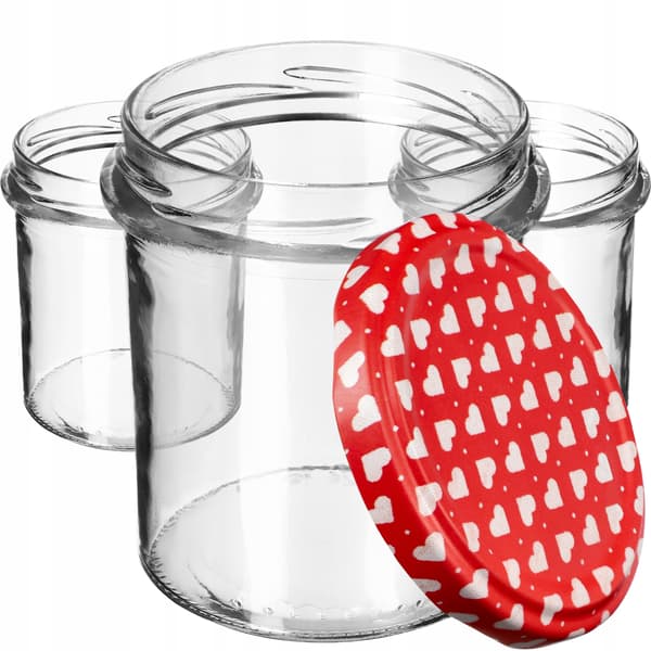 KADAX Avila muurauspurkit 350ml 10kpl 82mm + "Hearts" kannet