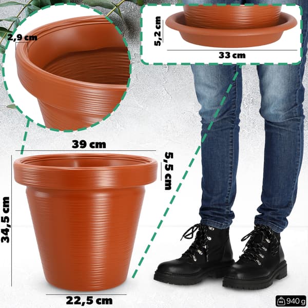 KADAX Urtepotte Have Urtepottedæksel med Stativ Stor Murstensrød 39cm