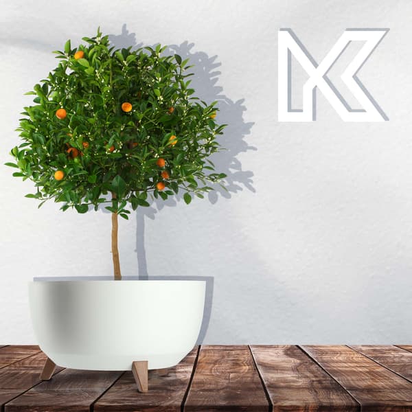 KADAX Urtepotte 47 cm Låg + Indsatsben Blomsterfod Hvid