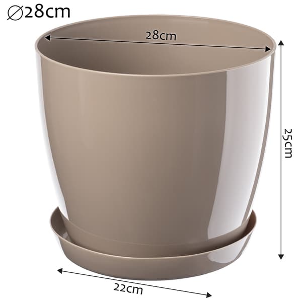 KADAX Urtepotte med Underkop Plastlåg 28cm Beige Urtepotte Kadax