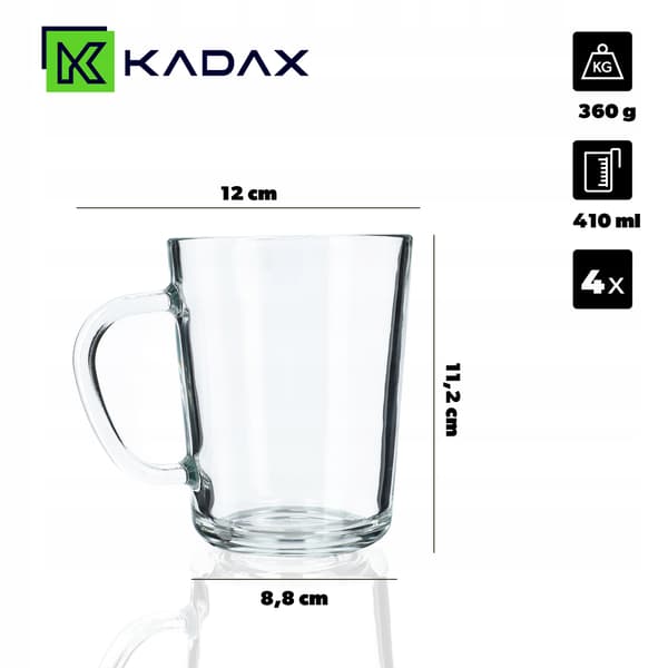 KADAX Winter te- och kaffeglas 410ml koppar med handtag, set med 4 glas