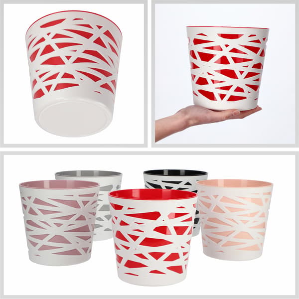 KADAX Urtepotte Plastik Lågindsats til Blomster og Planter 17 cm Rød