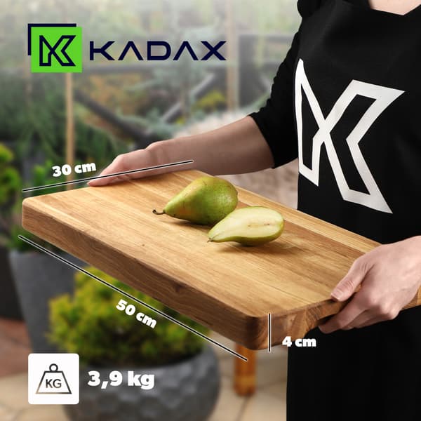 KADAX Træskærebræt til Køkken 50x30cm til Servering i Eg, Stor Blok