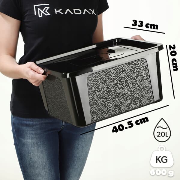 KADAX 20L plastbehållare med lock svart låsbar stor organizerbox