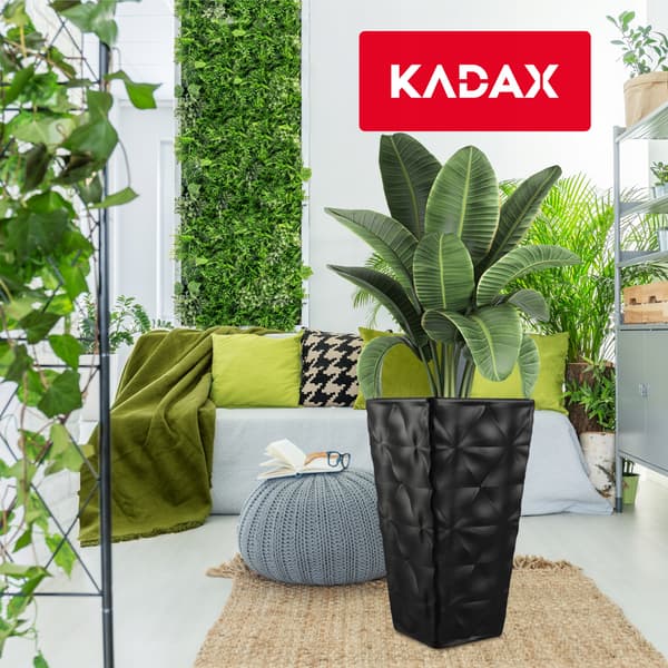 KADAX Urtepotte Havepotte med Blomsterindsats Stor Høj Terrasse 56 cm Sort