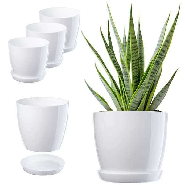 KADAX Urtepotte, Urtepottedæksel, 20 cm, Blomsterfod, Hvid Plast, 3 stk.