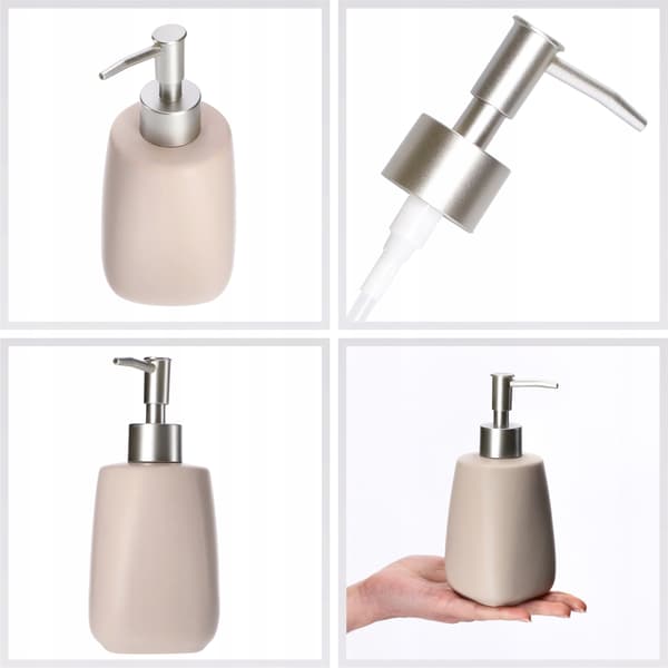 KADAX Dispenser för flytande tvål 400ml Keramikbehållare Beige