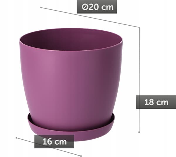 KADAX Urtepottedæksel Urtepotte med Underkop Lilla til Stue 20cm