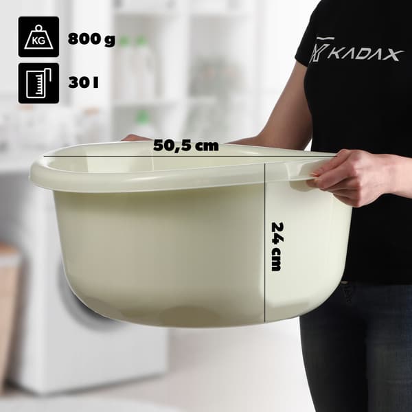KADAX Tvättbalja 30L Stor Rund Plastbehållare