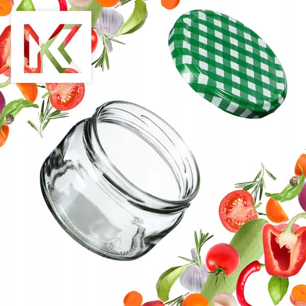 KADAX Denia säilykepurkit 250ml 50kpl 82mm + kansi "Green grid"