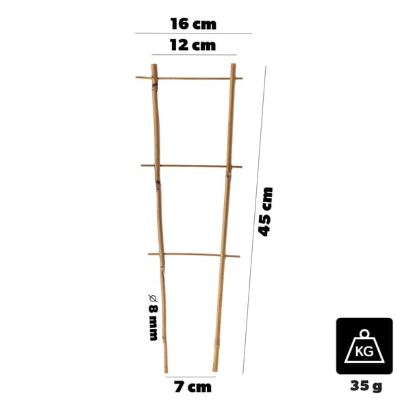 KADAX 5x bambusstigestøtte til blomster, planter, grøntsager, klatreplanter, dobbelt, 45 cm