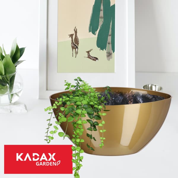 KADAX Blomkruka 30cm Oval Växtkruka Plast Guld