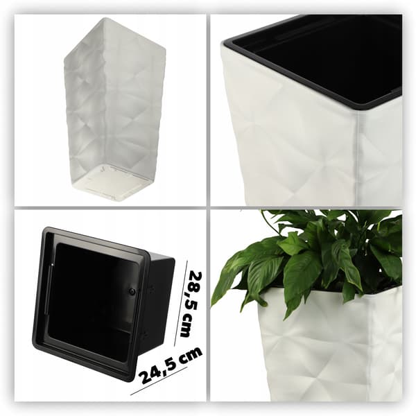 KADAX Blomkruka trädgårdskruka med blominsats stor hög terrass 75 cm vit