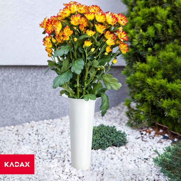 KADAX Vaseflaske til kirkegård 35 cm kunstige blomster til fastgørelse hvid