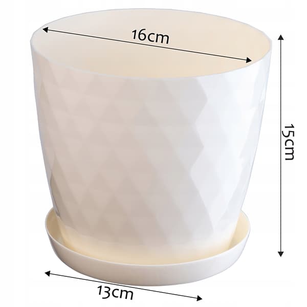 KADAX Plastik Urtepotte med Stativ, Urtepottedæksel, 16cm, Creme, Kadax