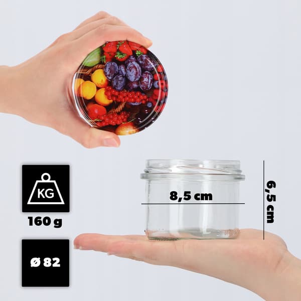 KADAX Tartu säilöntäpurkit 235ml 50kpl 82mm + "Fruit" kannet