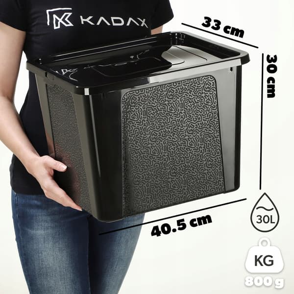 KADAX 30L plastikbeholder med låg sort aflåselig stor organiseringsboks