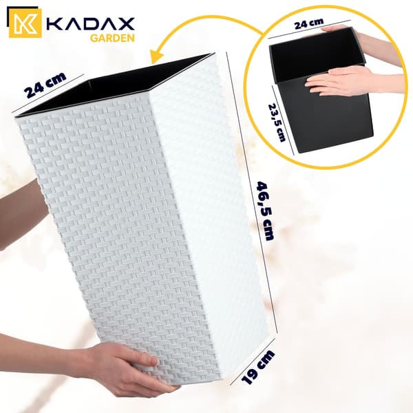 KADAX Blomkruka trädgårdskruka med blominsats stor hög 24x47 cm vit