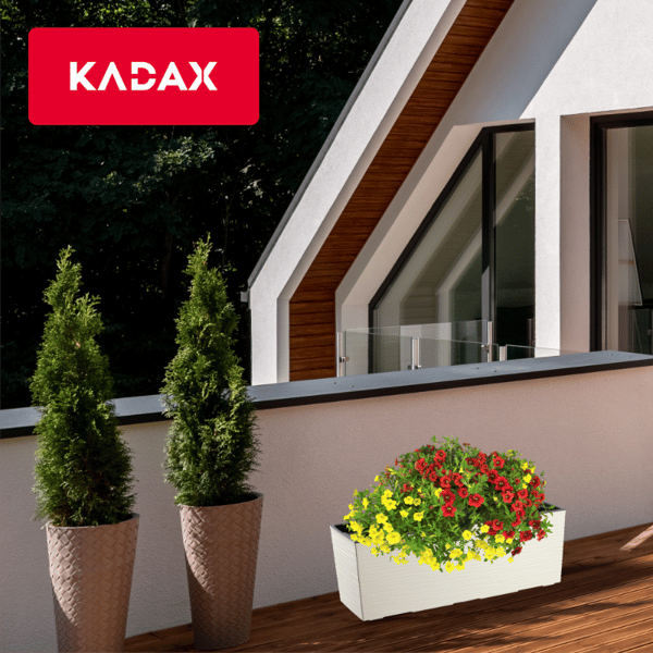 KADAX Urtepotte Balkonkasse med Indsats Blomsterstativ til Balustrade 19x56cm