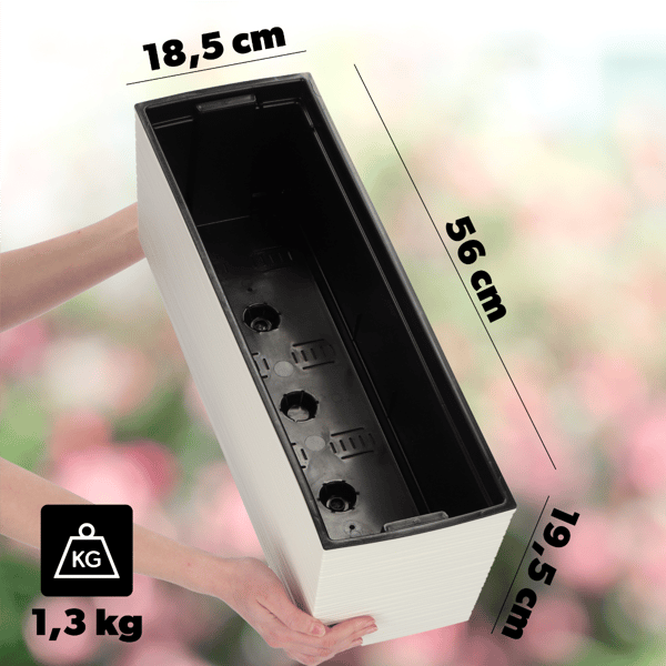 KADAX Urtepotte Balkonkasse med Indsats Blomsterstativ til Balustrade 19x56cm