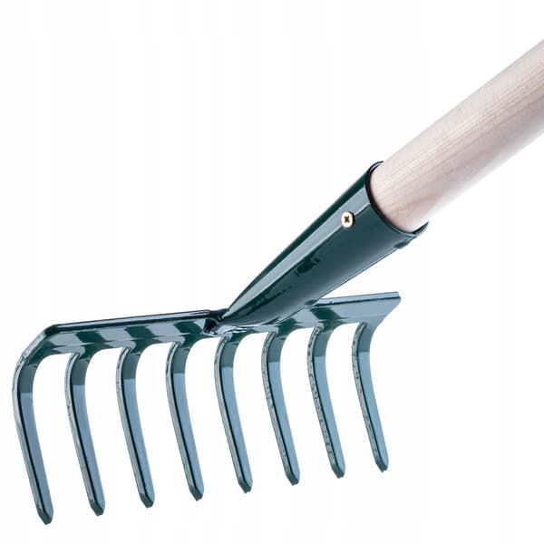 KADAX Løvrive, Havegræs, Træskaft, 117 cm, 8-tænders massiv