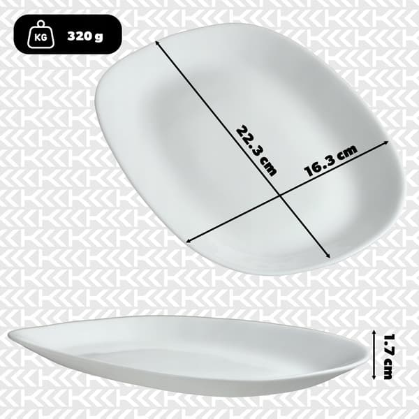 KADAX Ovalt Glas Serveringsfad 22x16 cm Til Snacks Hvid