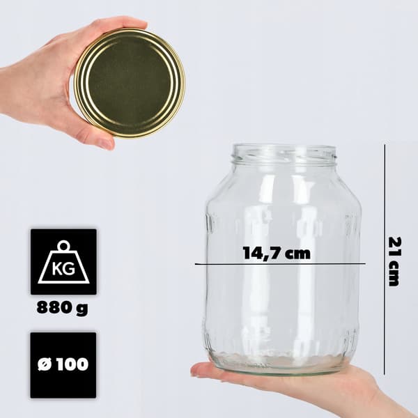 KADAX Krukke 2,5 L Glaskrukker til Honningmarmelade Låg Kapsler 1 stk. Fi100