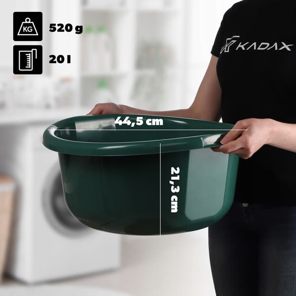KADAX Vaskekumme 20L Stor Rund Plastikbeholder