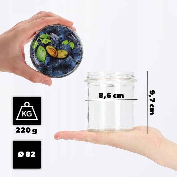 KADAX Avila muurauspurkit 350ml 50kpl 82mm + "Plum" kannet
