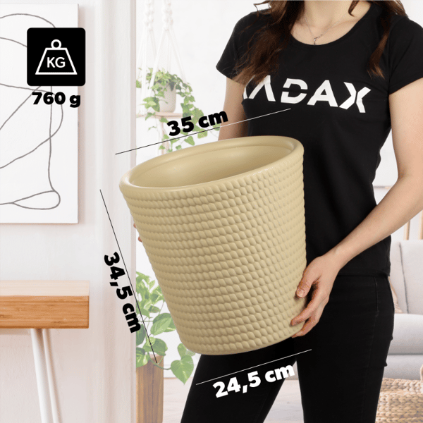 KADAX Urtepotte Plastik Rund 35 cm Beige