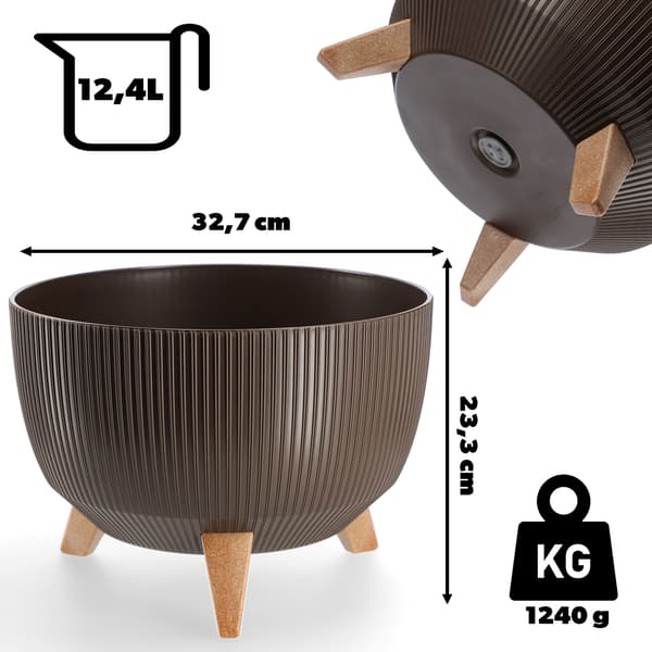 KADAX Urtepotte Havepotte med Ben til Blomster Stor Rund Indsatsskål 33 cm
