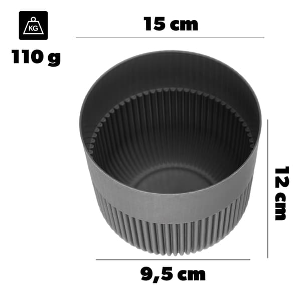 KADAX Blomkruka, Blomkruksskydd, 15 cm, Plast, Rund, Räfflad, Grå