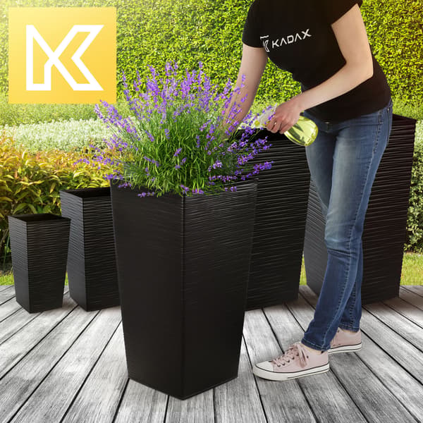 KADAX Urtepotte Havepotte med Blomsterindsats Stor Høj 34x68 cm Sort