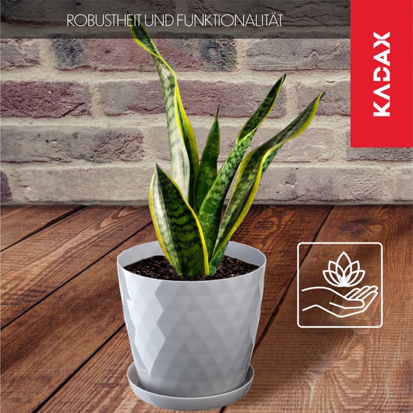 KADAX Plastik Urtepotte med Stativ, Urtepottedæksel, 18cm, Grå, Kadax