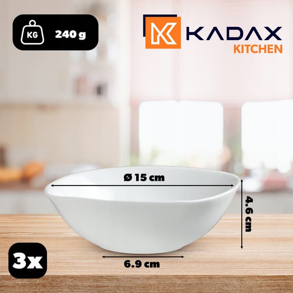 KADAX salatskål 16 cm glasskåle til suppe og snacks hvid sæt med 3