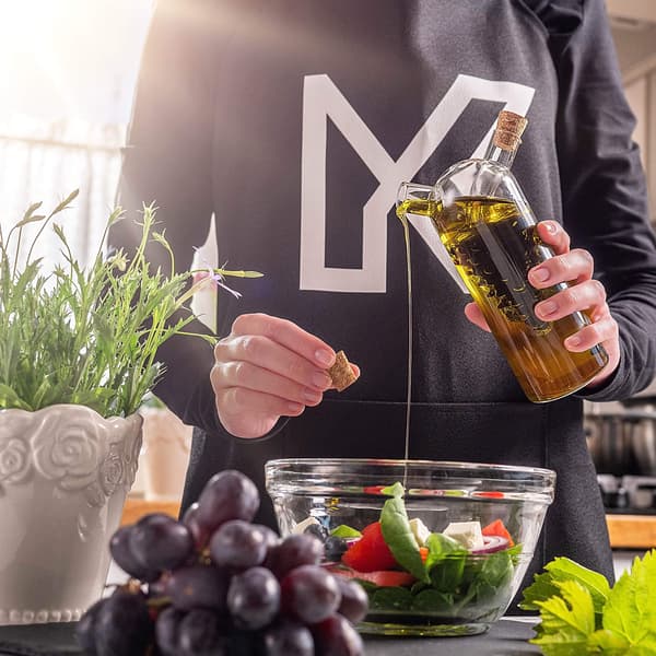 KADAX flaske til olie og eddike 350 ml glaskaraffel 2 i 1 til olie og eddike med prop