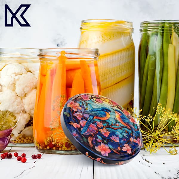 KADAX Mason purkit Denia 250ml 50kpl 82mm + kansi "Lasimaalaus lintuilla"