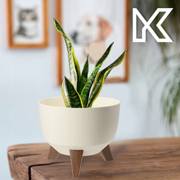 KADAX Urtepotte 24 cm Låg + Indsatsben Blomsterfod Creme