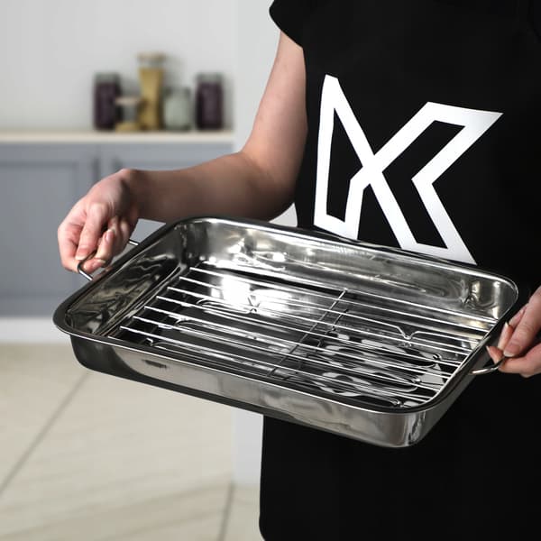 KADAX Stegeplade med grill til kylling og fisk, stålform, 40 cm
