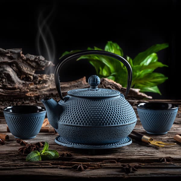 KADAX urtete-infuser støbejerns tekande 850ml kande kop blå