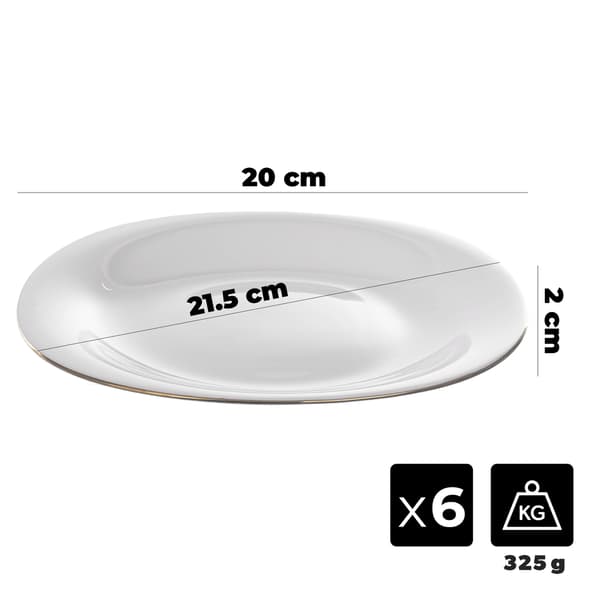 KADAX Desserttallrik 21,5 cm Tallriksset 6 delar Vitt guld Set