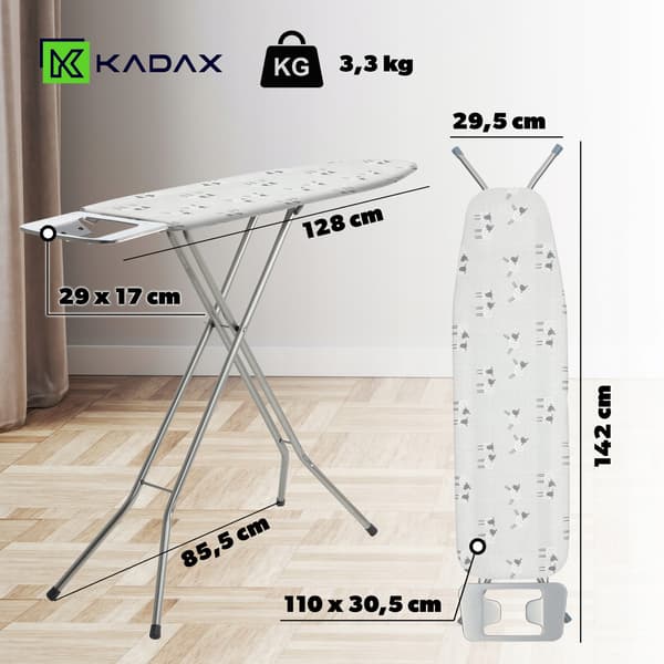 KADAX Strykbräda 110x30cm Hopfällbar Med Strykjärnhållare Liten Solid