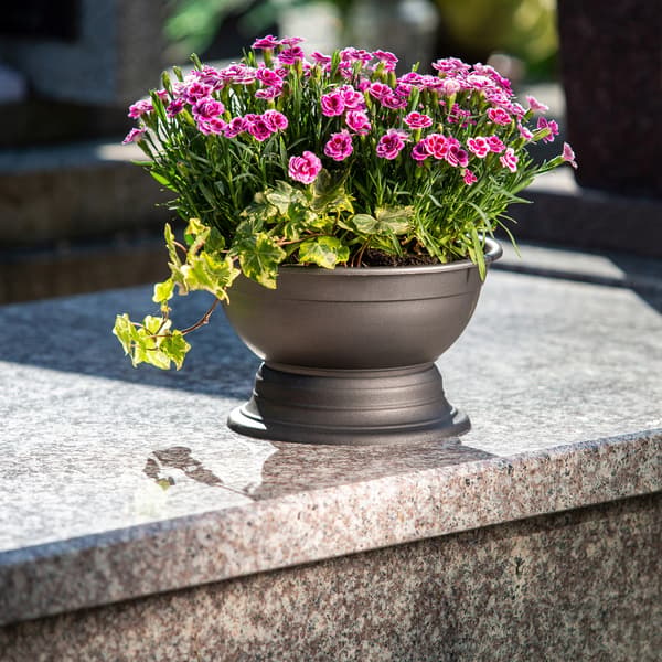 KADAX Blomkruka för kyrkogård, gravstensskål, plastlock, planteringslåda, 30 cm