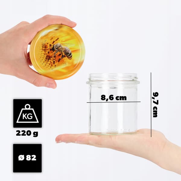 KADAX Avila muurauspurkit 350ml 50kpl 82mm + "Bee" kansi